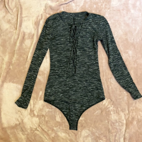 Maddy…k Grey Bodysuit with Ties - Picture 1 of 2